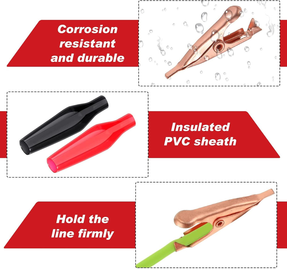 50 Pack Micro Toothless Alligator Test Clips Small Solid Copper Alligator Cli