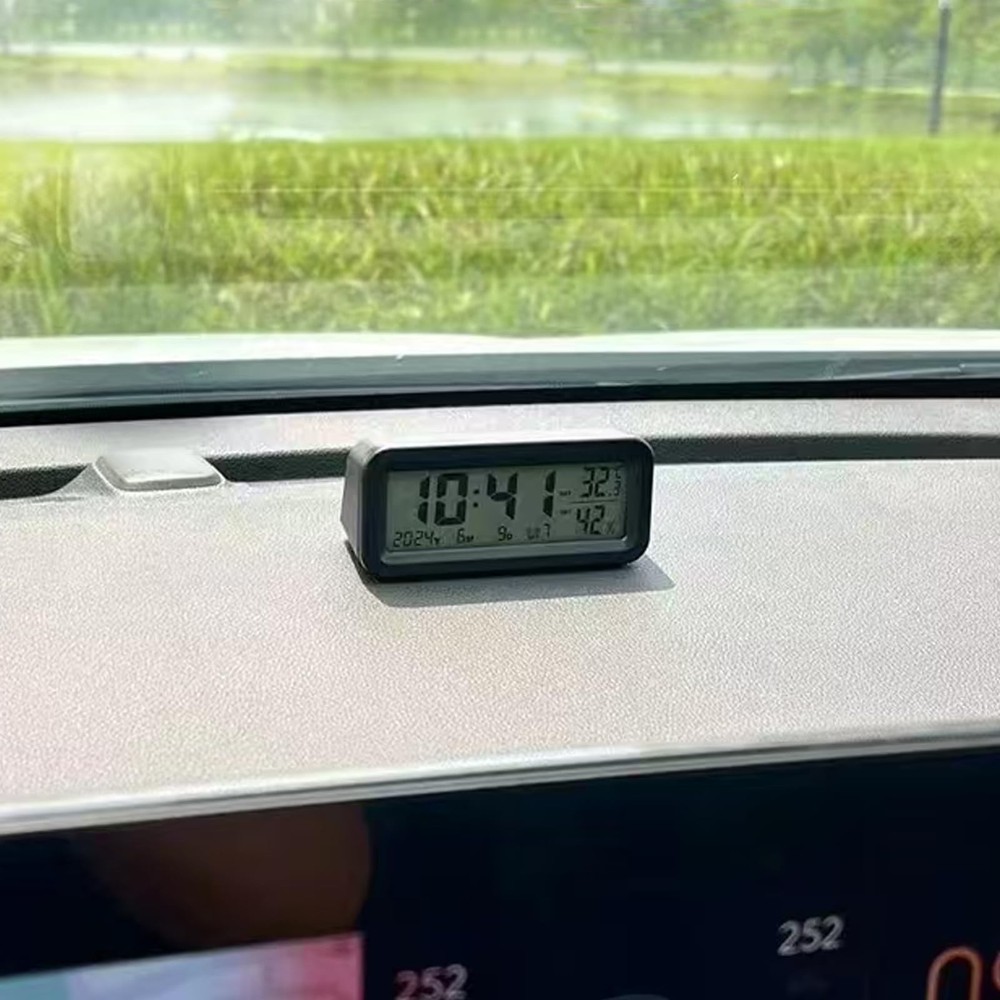 Car Dashboard Clock with Automatic Backlight at Night(Green & Blue), Temperat...