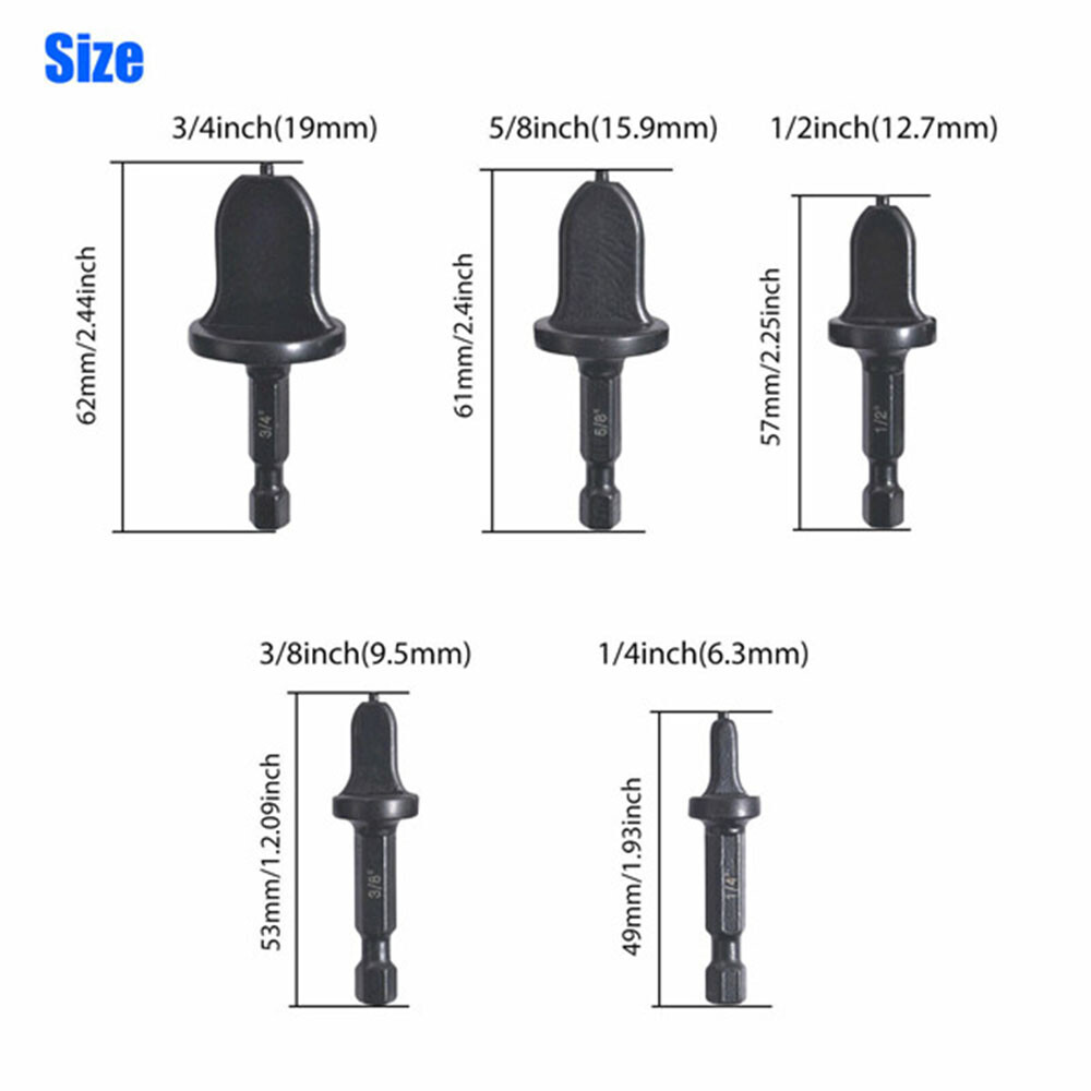 Air Conditioner Tube Expander Copper Pipe Flaring 5 x Swaging Tool Drill Bit Set