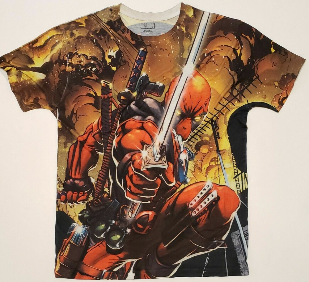 Deadpool T-Shirt Medium Allover Print Marvel Comics Character