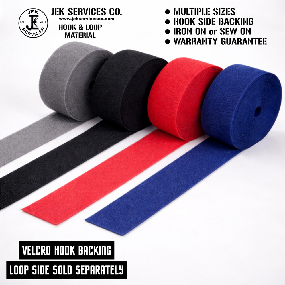 Hook Side Backing for Patches & Gear, Iron On or Sew On, Hook & Loop, Multi Size