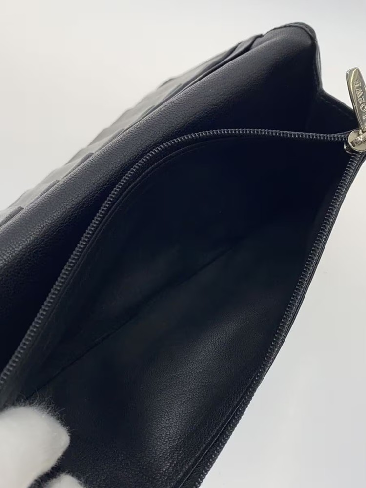 LOEWE Long Wallet Leather Black Plain Men's