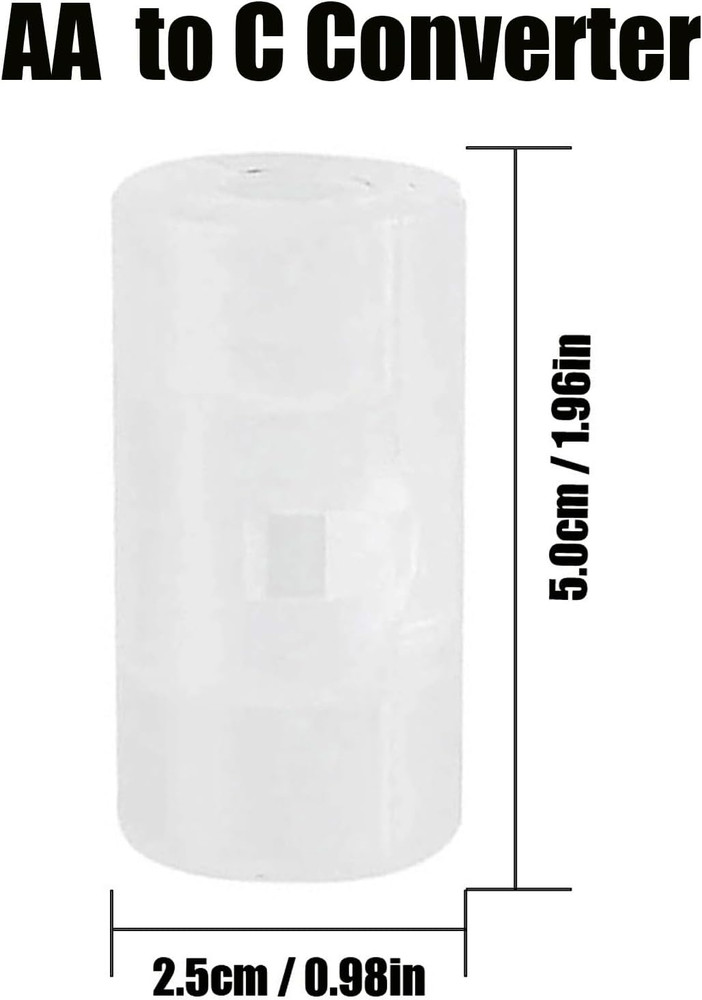 4 Pack AA to C Size Battery Adapter Converter Case AA to C Size Spacers