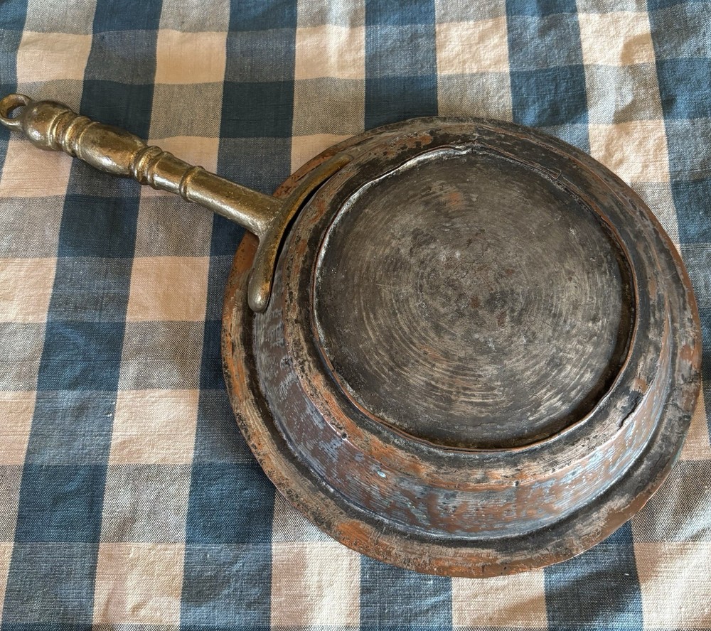 Antique Copper Pan Brass Handle Cottagecore Primitive