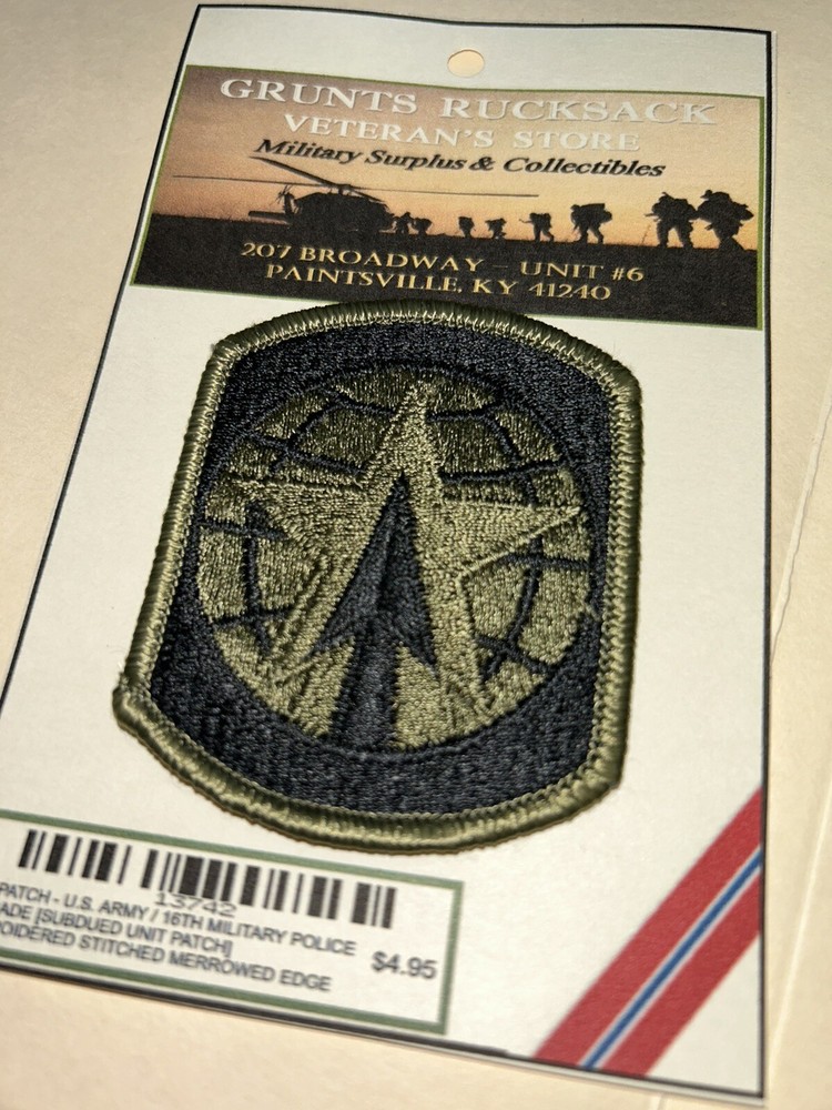 U.S. ARMY / 16TH M.P. BRIGADE - SUBDUED UNIT PATCH (Sew-On) MERROWED EDGE