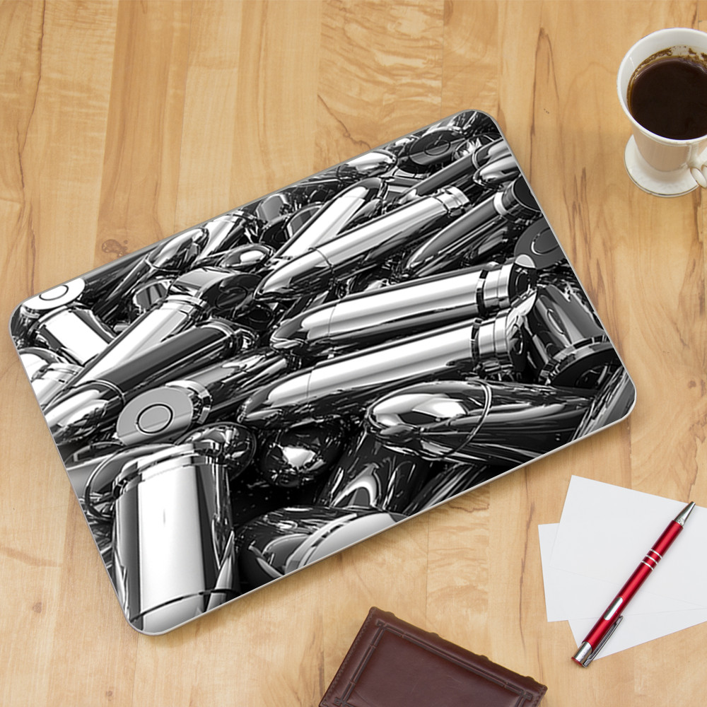 Universal Laptop Skins Wrap for 14" - Silver Bullets Polished Black White