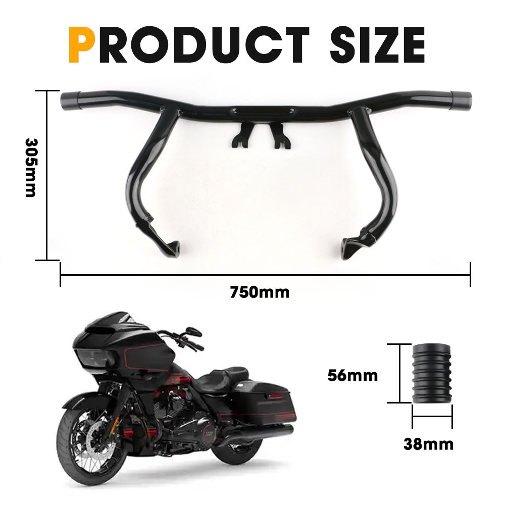 Front Highway Crash Bar Engine Guard For Harley Touring Road Glide 2014-2025