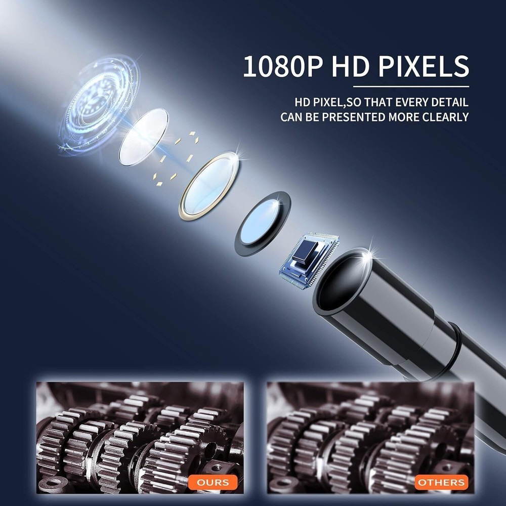 Endoscope Camera with Light 1080P HD Borescope Tools w/ 8 Adjustable LED Lights