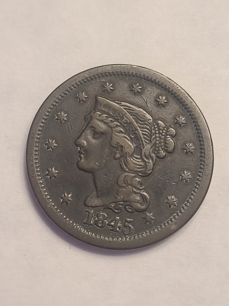 1845 Large Cent Better Grade Toned Dark Lot #431