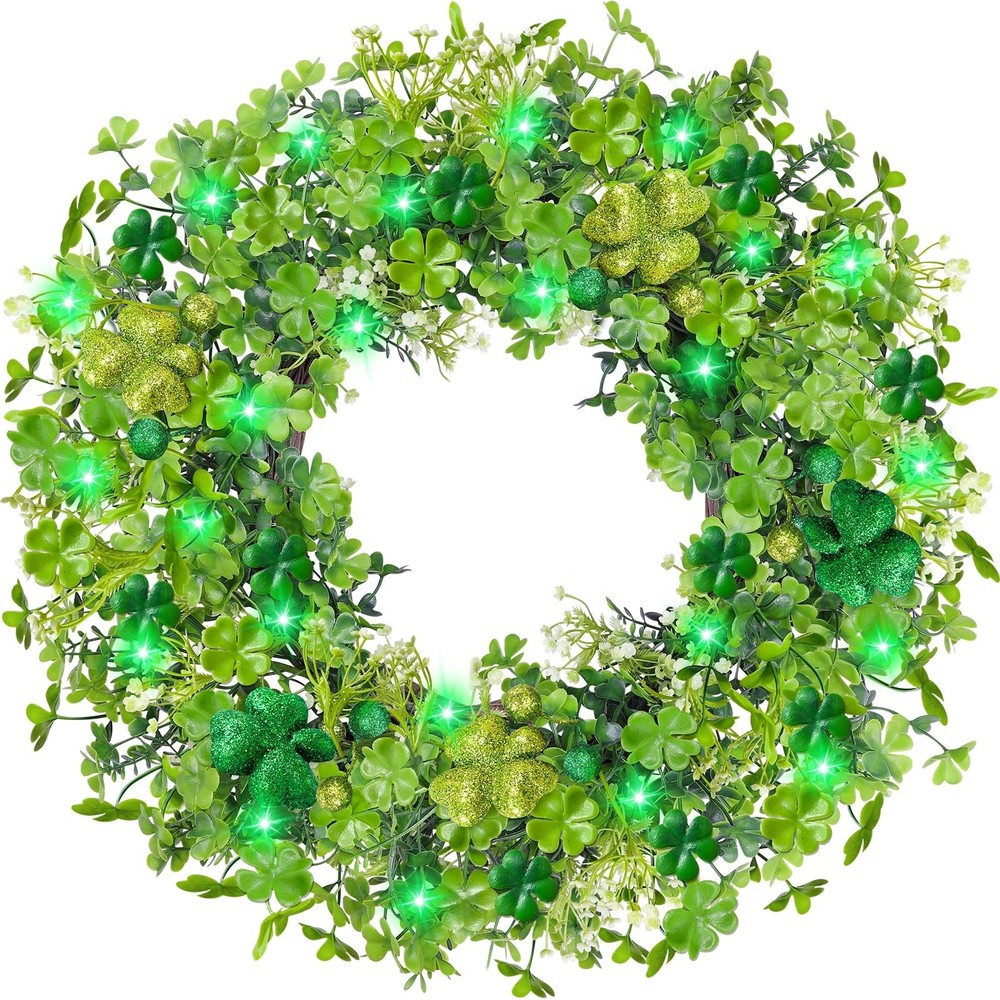 Thick & Timer - St Patricks Day Decorations, 18 Inch St Patricks Day Shamrock Wr