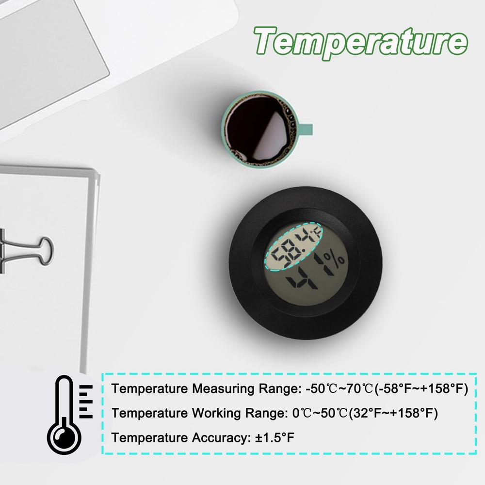 Mini Hygrometer Digital Thermometer Humidity Meter 6 Pack Black