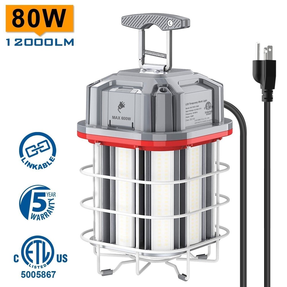 80W LED Temporary Work Light Linkable Constructions Jobsite Industrial Lighting