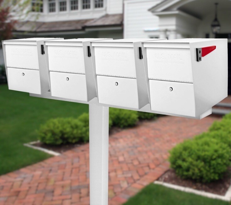 Mail Boss  | 4 Mailbox Spreader Bar | Multi Unit Spreader Bar | Alpine White