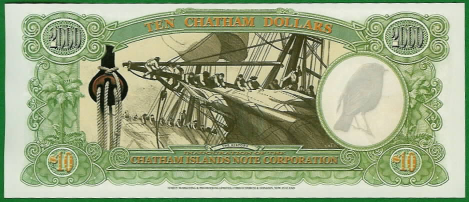 CHATHAM ISLANDS 1999 10 Dollars, Year 2000 Commemorative. Uncirculated.