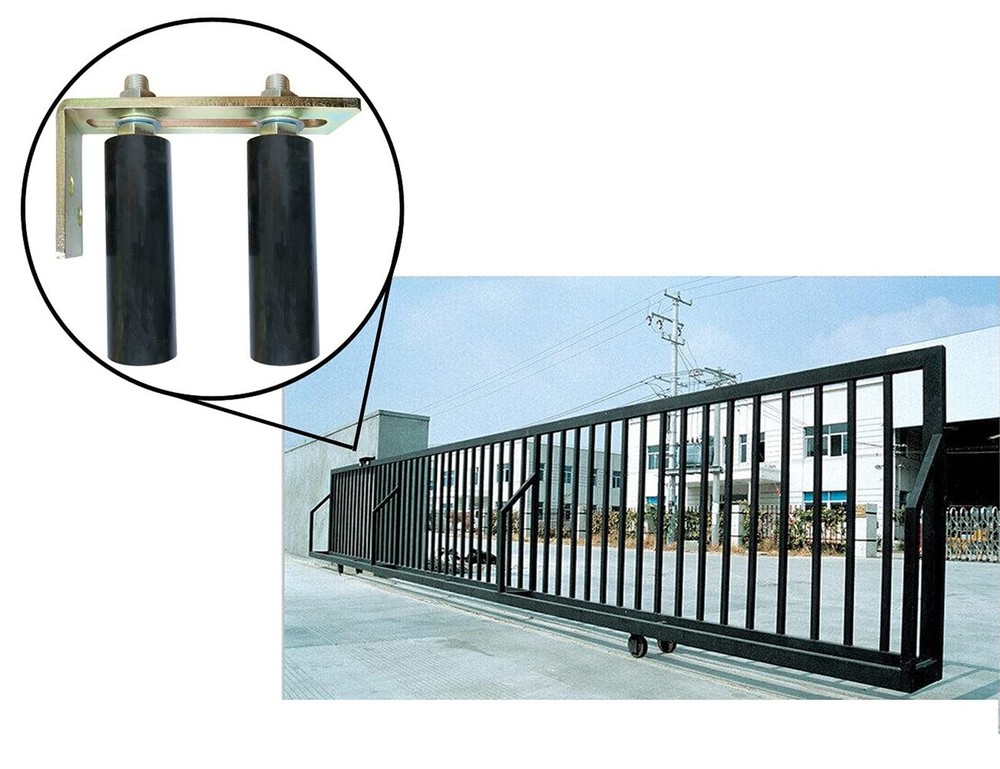 Universal Heavy Duty Slide Gate Guide Roller 6" Black L Rear Post Bracket Adj...