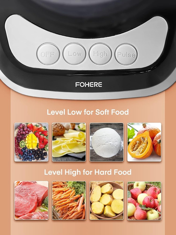 FOHERE Food Processor, 12 Cup, Stainless Steel