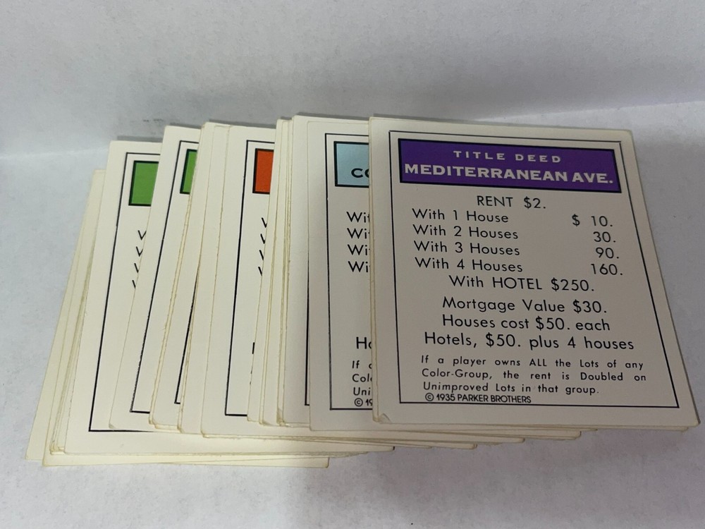 1995 Monopoly Deluxe Edition - Deeds Cards x28