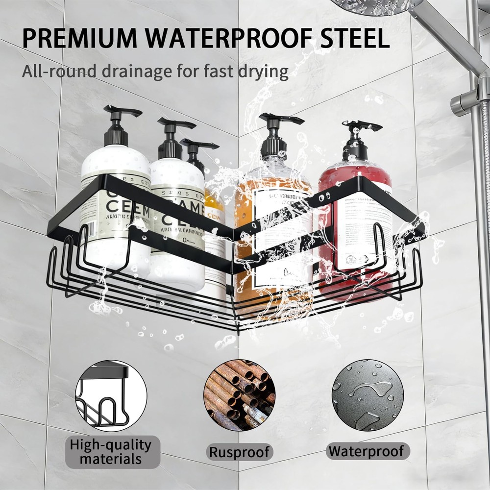 Corner Shower Caddy, 3 Pack Adhesive Shower Organizers, Rustproof Stainless S...