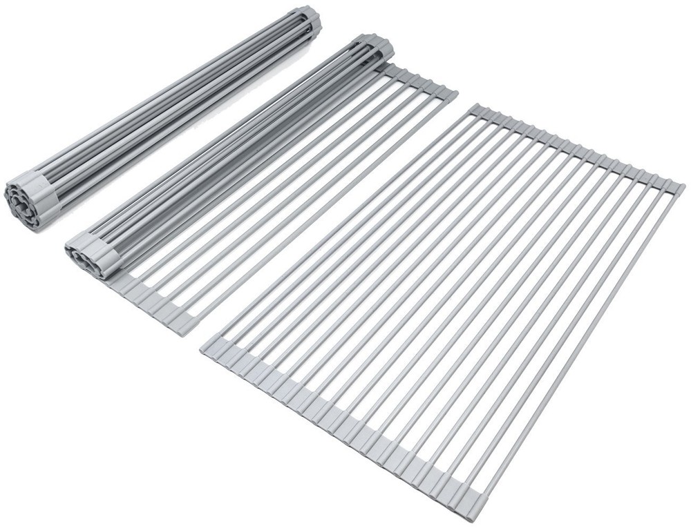 Sorbus Over the Sink Multipurpose Roll-Up Dish Drying Rack (Warm Gray)