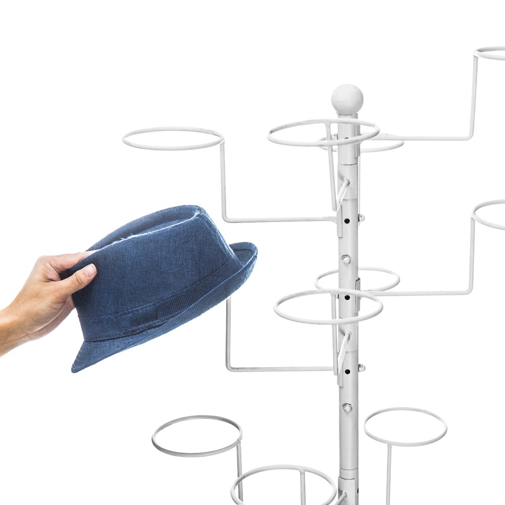 Modern White Metal Freestanding Customizable Retail Display Stand with 20 Hooks