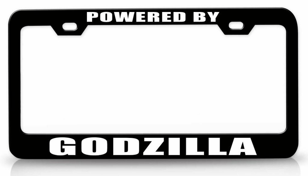 POWERED BY GODZILLA License Plate Frame-CAN PERSONALIZE