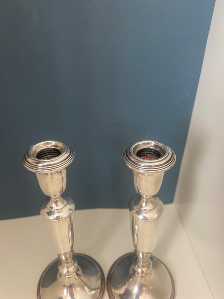 EMPIRE WEIGHTED STERLING NEO CLASSICAL 9.5" TALL CANDLESTICKS