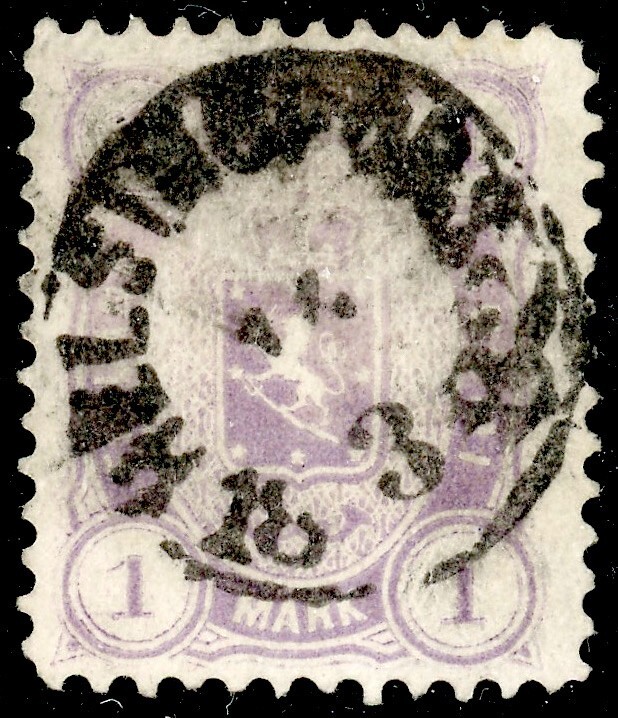 Finland 1882 1m violet w/Complete HELSINGFORS cds
