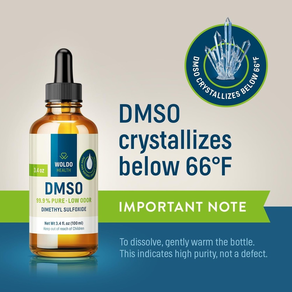 3.38oz DMSO 99.9% Purity in Glass with Precision Dropper - Low Odor Solution