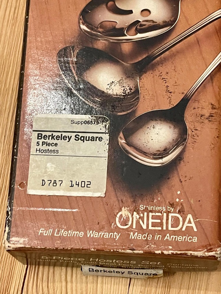 Oneida Berkeley Square 5 Piece Serving Utensils Hostess Set Knife Fork Spoons f1