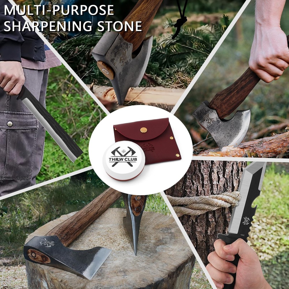 THRWCLUB Axe Sharpener 400/1000 Grit - Hatchet/Axe Sharpening Stone, M, White