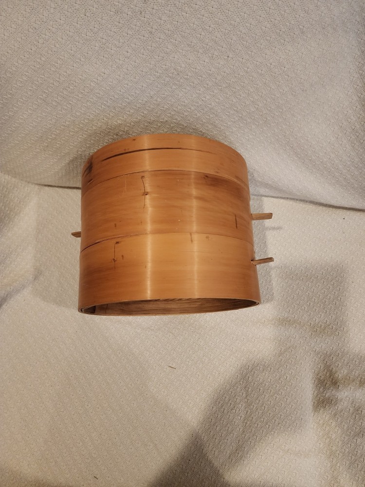 Vintage Bamboo Steamer Dumpling Maker Two Tier Hand Woven 10x8