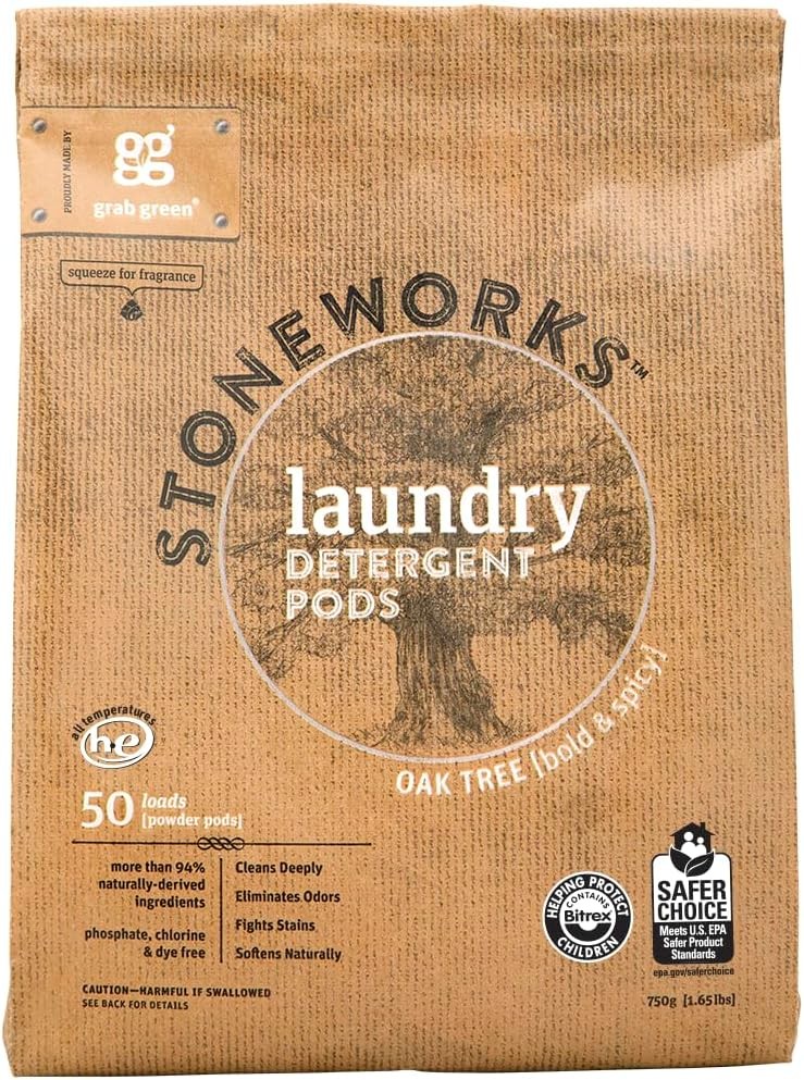 Stoneworks Natural Laundry Deternt Powder Pods, Oak Tree, 50 Loads