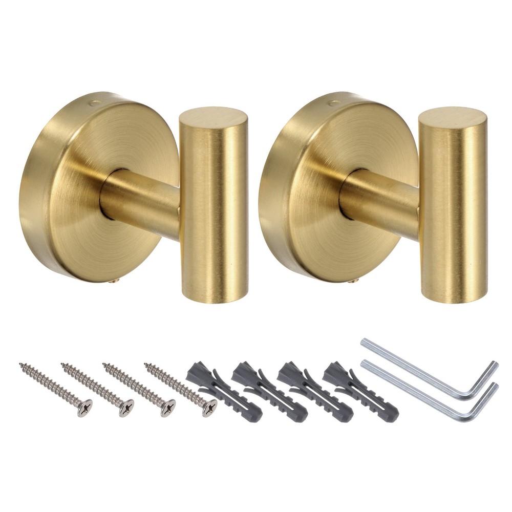 2pcs Bath Towel Hook Stainless Steel Coat Hook Robe Hooks Gold