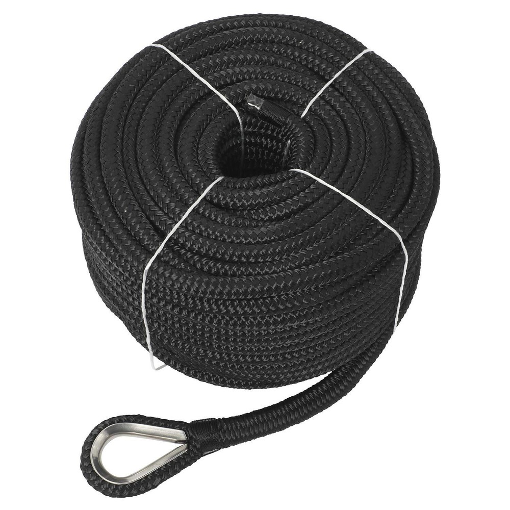 NovelBee 1/2" 150' Double Braid Nylon Anchor Line Rope with Stainless Thimble