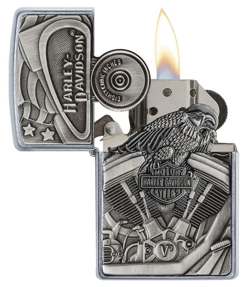 Zippo Unisex Harley Davidson Engine Street Chrome Lighter, Windproof