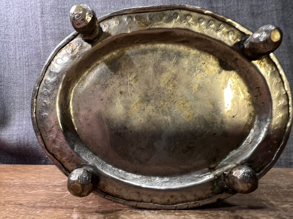 Antique Turkish Tea Coffee Container Caddy Footed Lidded Embossed Metalware