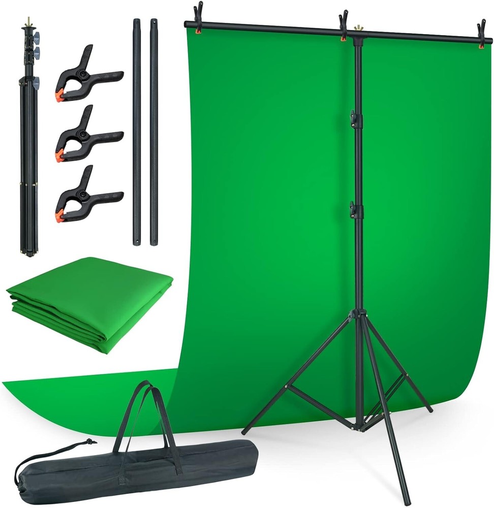 LINCO Pink/Blue T-Shape Backdrop Stand with 10" Ring Light Stand Lighting Kit