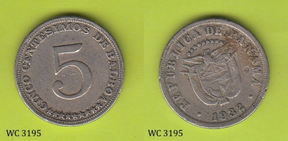 Panama 5 Centesimos 1932 Coin