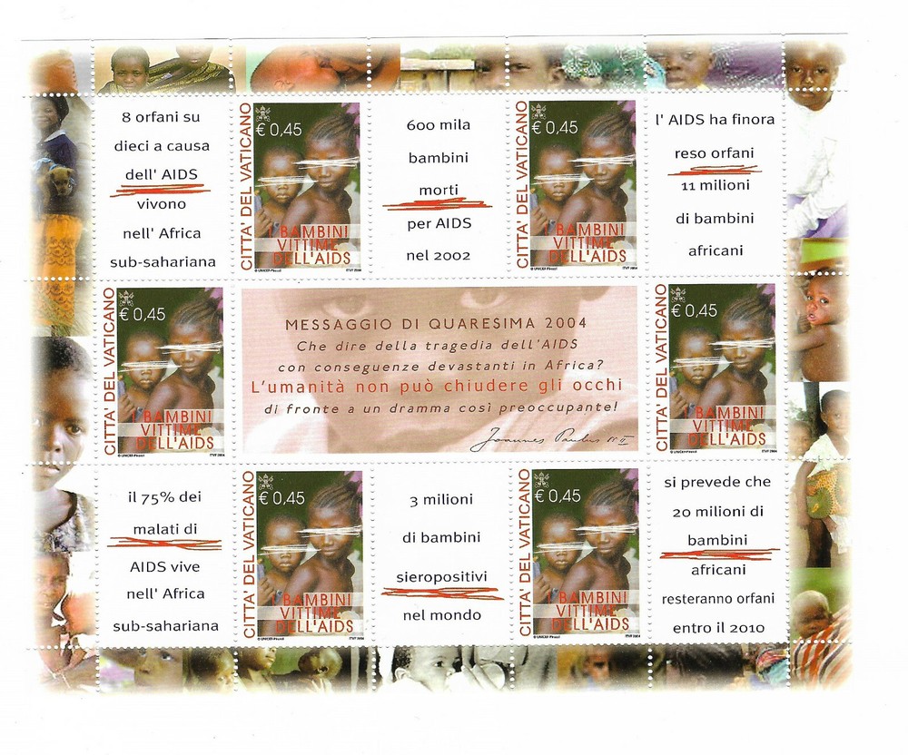 (FS399) Vatican 2004 Aids MNH FULL SHEET