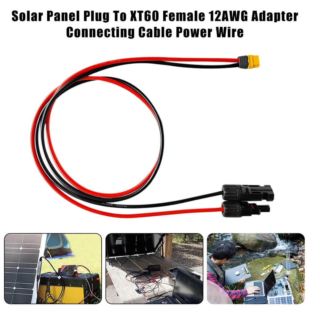 Solar Panel Plug To XT60 Female 12AWG Adapter Connecting Cable Power Wire
