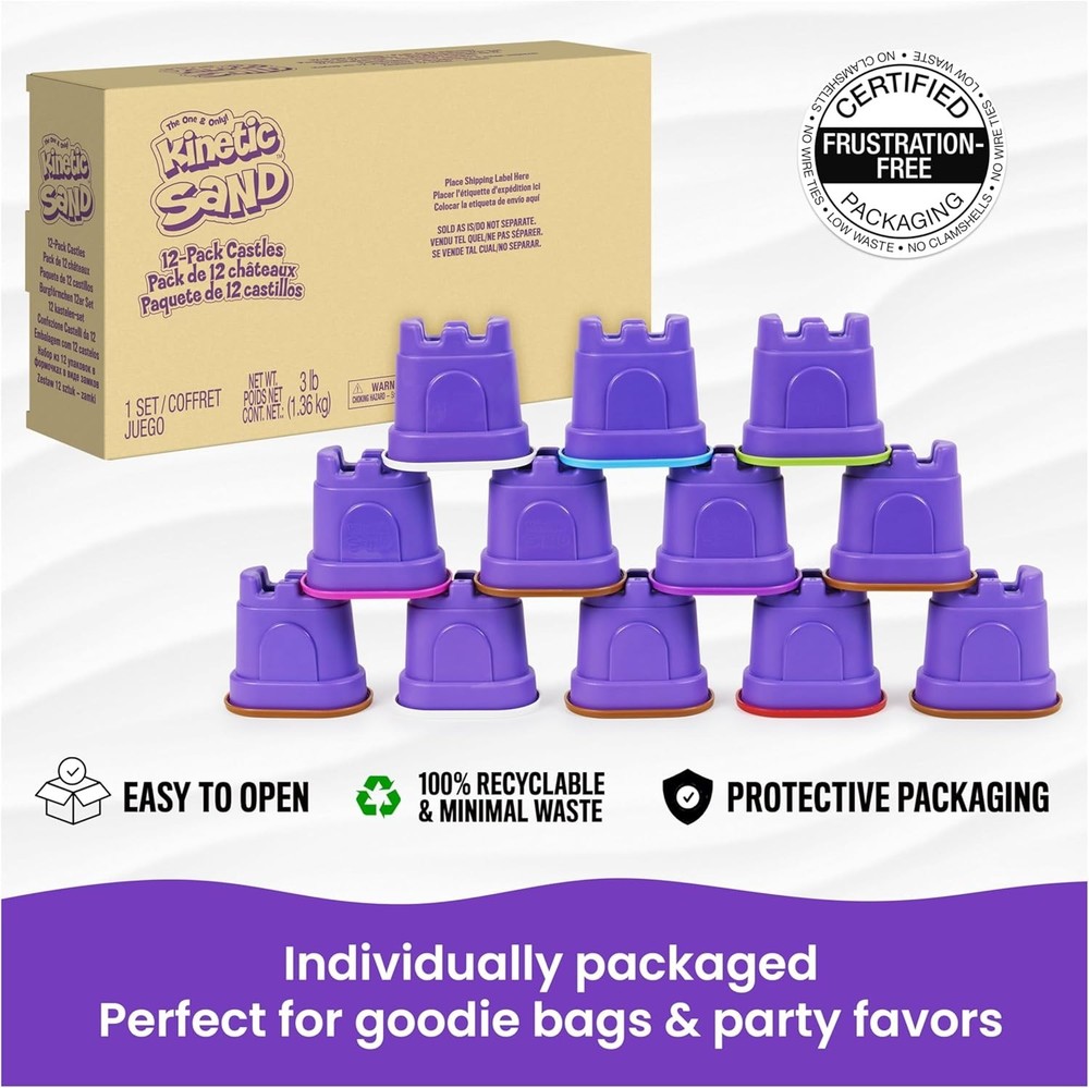 Kinetic Sand, Exclusive 12-Pack Castle Containers, Multi-Color Play Sand Bundle