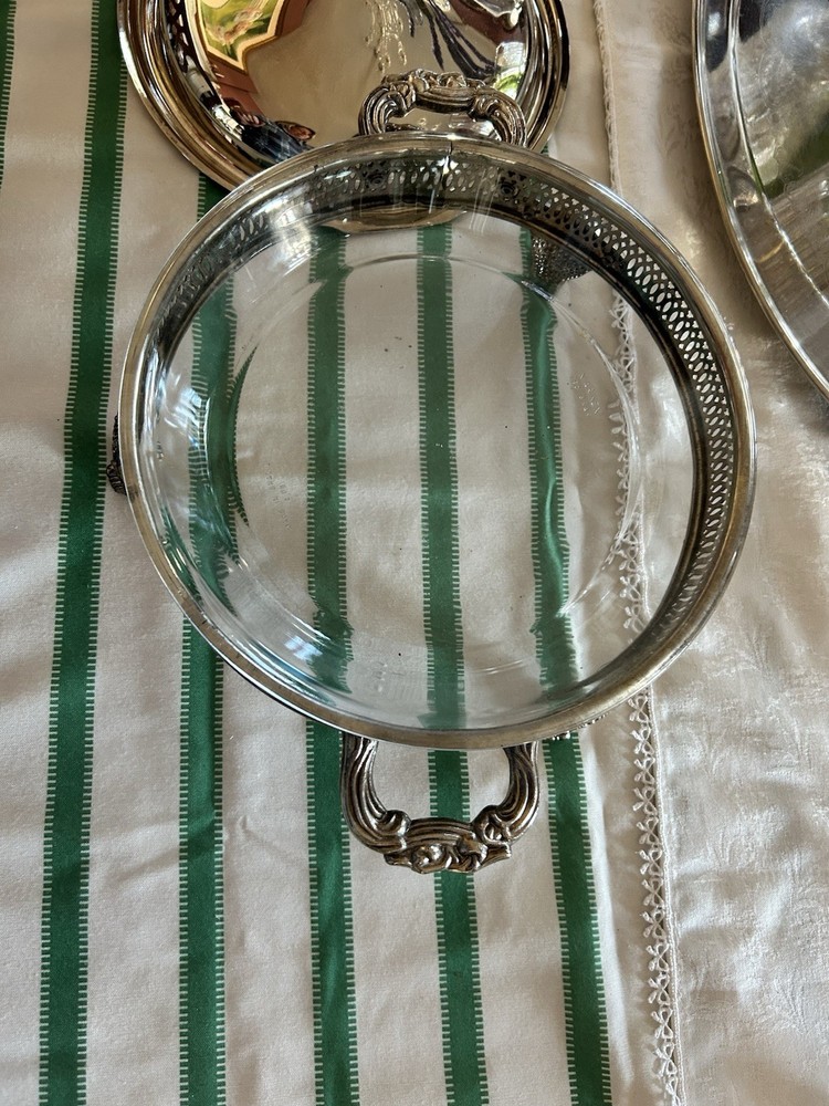 Victorian Silverplate Covered with Glass Insert and Ornate Handles