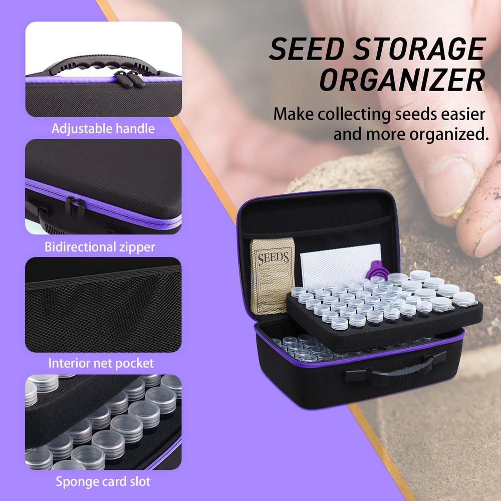 104 Slots Seed Storage Organizer Box with 20 Envelopes, Garden Seed Container...