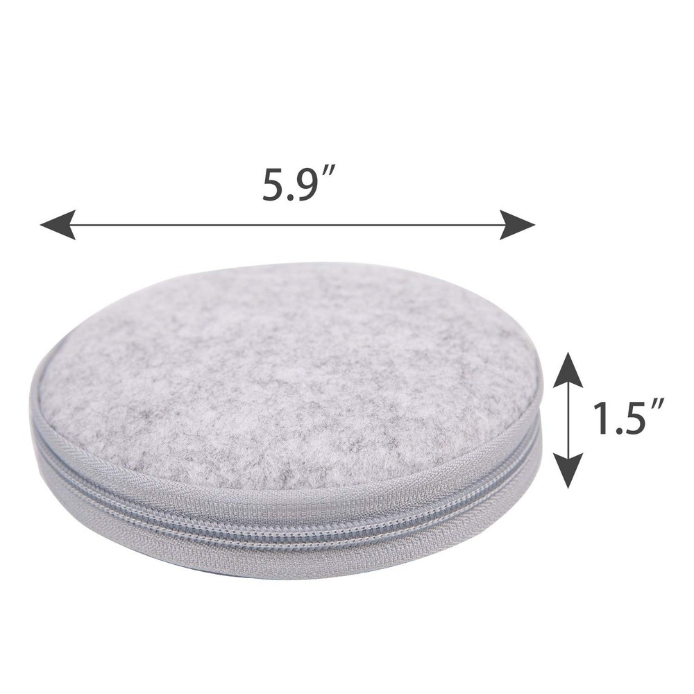 ELEZAY Small CD Case Round Felt 20 Capacity CDs Storage Wallet C-LightGray