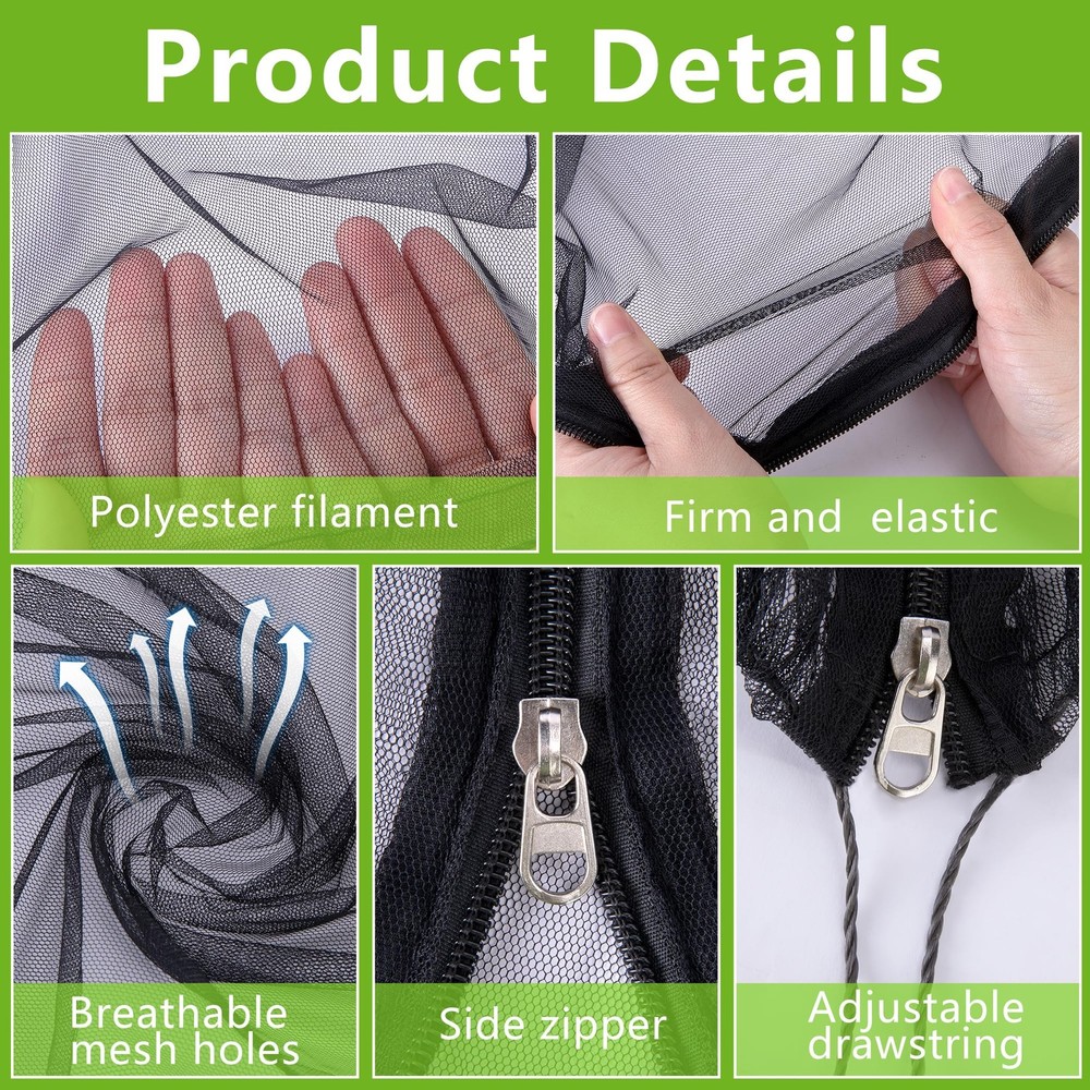 10.8 x 9.8 Ft Black Large Fruit Tree Netting with Zipper and Drawstring, Brea...