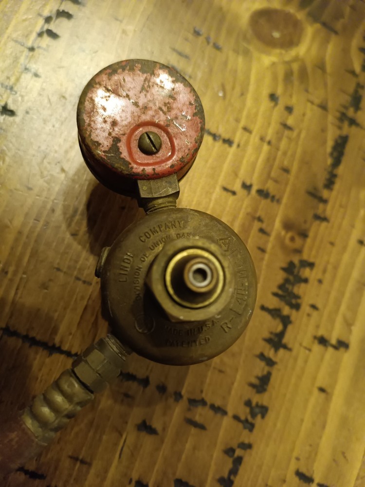 Vintage Prest-O-Lite Oxy Acetylene Torch Regulator Hose Goss Handle UNTESTED b1