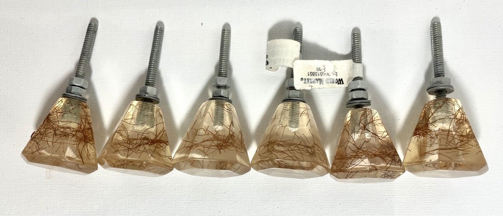 6 World Market clear Resin/Acrylic Copper threads hexagonal cabinet knobs,Pulls