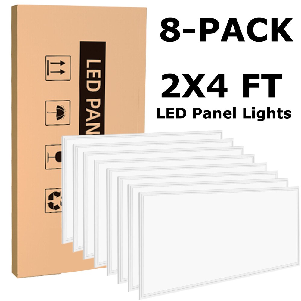 8 Pack 2X4 FT LED Panel Lights, Dimmable 2x4 FT LED Flat Panel Troffer Light 75W