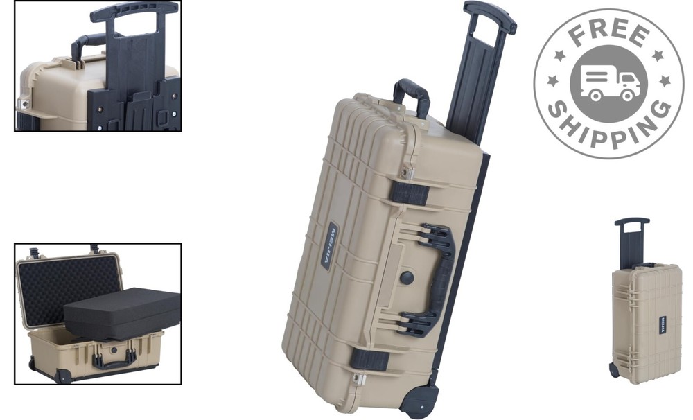 Protective Hard Case with Retractable Handle and Wheels - Waterproof Design