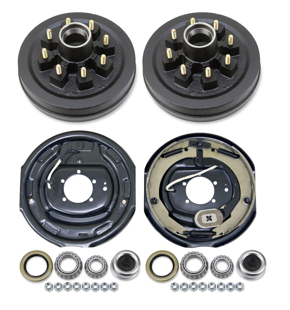 8 on 6.5" Trailer Hub Drum Kits with 12"x2" Electric Brakes for 7000lb 12x2 Axle